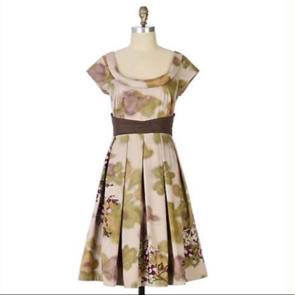 Anthropologie Floral Embroidered Green Dress 2